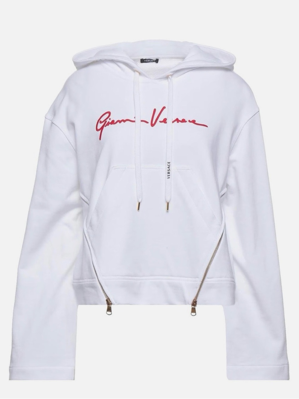 Versace White Hoodie with Red Script Signature